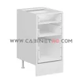 نمای داخل بدون در کابینت زمینی سفید سه کشو با کشوی عمیق ۴۵ سانت کابینت رو