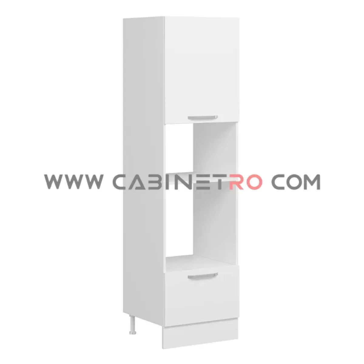 نمای چپ کابینت ایستاده سفید فر و ماکرو ۶۰ سانت ارتفاع 240 سانت کابینت رو