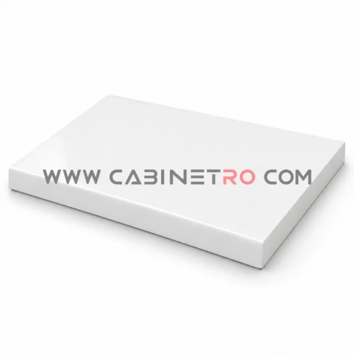 نمای زاویه‌دار صفحه کابینت  لب گرد HPL سفید براق با ضخامت ۳۲ میلی‌متر و گردی لبه ۵ میلی‌متر کابینت رو