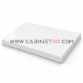 نمای زاویه‌دار صفحه کابینت  لب گرد HPL سفید براق با ضخامت ۳۲ میلی‌متر و گردی لبه ۵ میلی‌متر کابینت رو
