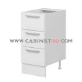 نمای راست کابینت زمینی سفید سه کشو مساوی ۴۰ سانت کابینت رو